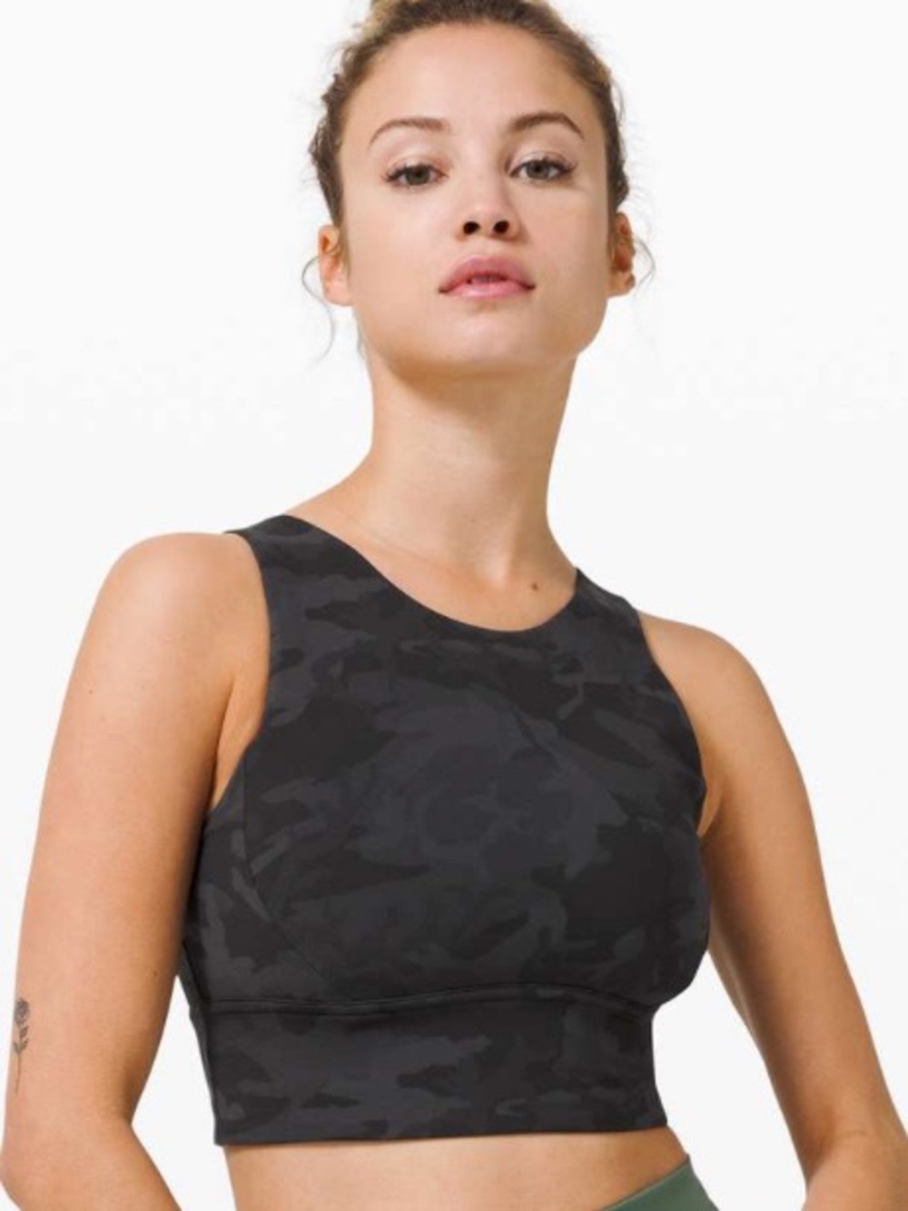 Lululemon Stronger As One Long Line Bra Medium Support Incognito Camo Multi Grey